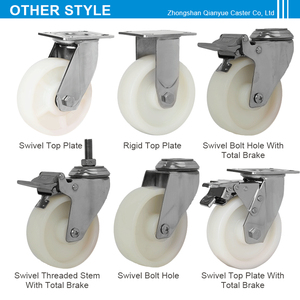 4 "5" 6 "8" pouces <span class=keywords><strong>Chariot</strong></span> 304 En acier inoxydable Blanc En Nylon Roulement <span class=keywords><strong>Roulette</strong></span> En <span class=keywords><strong>Plastique</strong></span> - Product Image 3