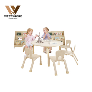 Montessori mẫu giáo Bàn và ghế đặt mầm non kệ sách daycare đồ nội thất trẻ em bằng gỗ chỗ ngồi và đọc sách kệ - Product Image 1