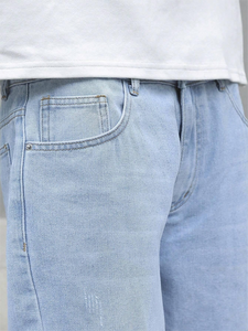 ZY Casual Streetwear Washed Ripped Frayed Herren Jeans Jeans Benutzer definiertes Logo Gerade Beine Jean <span class=keywords><strong>Pants</strong></span> Loose Fit Jeans hose für Herren - Product Image 5