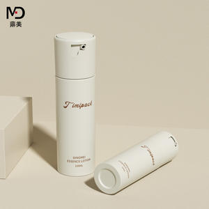 Flacons pompe de luxe beiges en PET pour soins de la peau, capacité 50 ml/100 ml, personnalisables en usine pour crème visage, sérum, écran solaire, lotion, tonique - Product Image 2