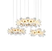 Lustre élégant en acrylique à fleurs, finition blanche, suspension LED moderne, hauteur réglable, idéal pour salon, chambre, hôtel