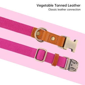 Collier de chanvre double couche de couleur hypoallergénique robuste Éléments en cuir ajoutés avec collier de chien en chanvre à boucle en métal de haute qualité - Product Image 3