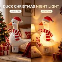 Lampada Notturna LED a Forma di Anatra Natalizia con Cappello di Babbo Natale, Decorazione per Casa, Lampada da Parete, Illuminazione Festiva per Camera da Letto, Regalo, Lampada da Studio
