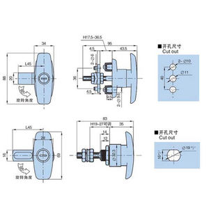 Cerradura de manija en T XK314, cerradura de Puerta De Camión, bloqueo de llave, manija en T Vertical empotrada, suministros de cocina modernos de plástico, bisagras <span class=keywords><strong>pequeñas</strong></span> - Product Image 6
