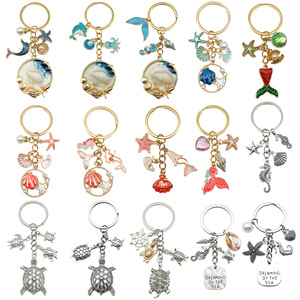 Hot Bán Nhỏ Kim Loại Hợp Kim Vỏ Keychain Ba Lô Mặt Dây Chuyền Màu Xanh Dầu Thả Cá Heo Bạch Tuộc Thiết Kế Làm Chất Lượng Cao - Product Image 5
