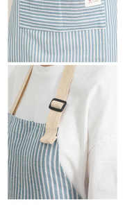 Thiết Kế Mới Tùy Chỉnh Cotton Linen Nhà Bếp Máy Chủ Tạp Dề Bib Nấu Ăn In Tùy Chỉnh Thêu Biểu Tượng Đầu Bếp Sọc Tạp Dề - Product Image 6