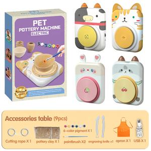 Samtoy创意游戏迷你陶轮玩具风干粘土陶艺套装工艺品儿童猫陶瓷陶艺机 - Product Image 6