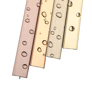 Garniture de bordure de carrelage en acier inoxydable en forme de T en or rose satiné de 10mm en stock