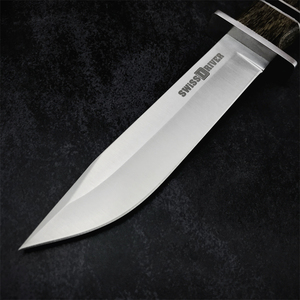 Cuchillo de hoja fija con mango de madera de colores al por mayor, cuchillo de caza de supervivencia EDC para acampar con funda de nailon - Product Image 3
