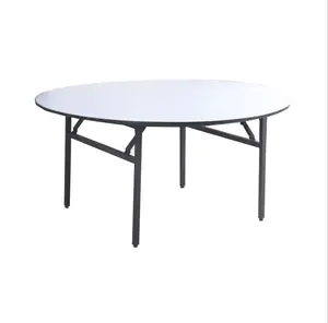 <span class=keywords><strong>Mesa</strong></span> Plegable Moderna de 1.8m de Diámetro con Superficie de Espuma de <span class=keywords><strong>PVC</strong></span> Blanca y Patas de Acero para Fiestas o Bodas, <span class=keywords><strong>Mesa</strong></span> Redonda de Plástico - Product Image 1
