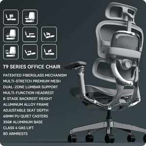 <strong>For</strong> T9 <strong>Heavy</strong> Duty 200kg Capacity Modern Swivel <strong>Office</strong> <strong>Chair</strong> with Adjustable Armrest Ergonomic Design Aluminum Alloy Frame - Product Image 3