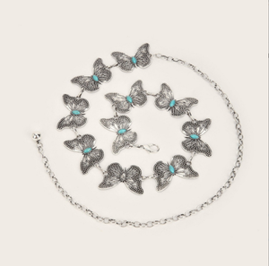 Nuovo Design in lega di zinco da donna <span class=keywords><strong>oro</strong></span>/argento maglia a farfalla <span class=keywords><strong>cintura</strong></span> in vita <span class=keywords><strong>per</strong></span> abito Jeans 110cm in magazzino - Product Image 2