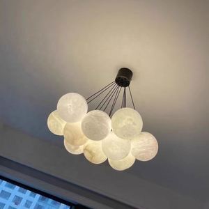 <span class=keywords><strong>Lampadario</strong></span> in Rame e Marmo Alabastro <span class=keywords><strong>con</strong></span> Paralume a Sfera per Camera d'Albergo e Ristorante, Adatto per Soggiorno - Product Image 1