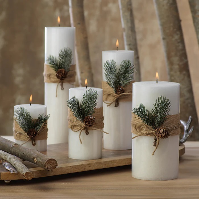 Merry Christmas Wholesale White Pillar Candles