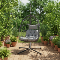 Fauteuil suspendu en rotin tressé, livraison directe usine, pour maison, bureau, jardin, terrasse extérieure, mobilier de jardin, chaises suspendues pliantes en forme d'œuf