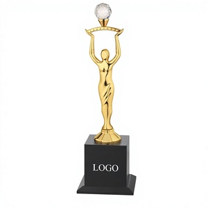 Premium Office Metal Statue Graceful Lady Dial Shape Professional Workspace Desk Decor In Golden Silver Copper Bronze Finishes. - Product Image 1