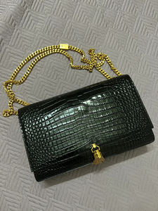 Sac à main pour femme en cuir de crocodile de luxe, cadeau de Noël, chaîne, pompon, mode, bandoulière - Product Image 5