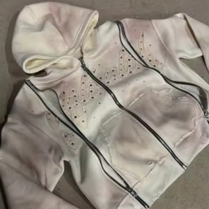 Sweat à capuche zippé en coton de haute qualité pour hommes, style <span class=keywords><strong>streetwear</strong></span>, broderie personnalisée, effet délavé vintage, fabricant de sweats à capuche, <span class=keywords><strong>marque</strong></span> <span class=keywords><strong>streetwear</strong></span> - Product Image 2