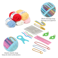 JP Bleu Cerise Diy Voyage Starter Crochet Crochet Ensembles Aiguille À Tricoter Et Laine Yarm Crochet Kit Pour Les Débutants