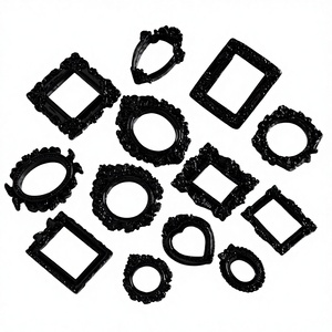 Cornice per Foto Miniatura Rettangolare, Ovale, a Cuore, Quadrata, Nera, con Cabochon Grande in Resina Flatback per Fai da Te, Giocattoli per Bambini, <span class=keywords><strong>Mobili</strong></span> per Case delle Bambole - Product Image 1