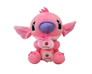 Peluche Stitch 22cm-26cm rose, douce, pour la décoration de chambre de filles, cadeau d'anniversaire, design moderne, forme ronde en tissu - Product Image 1