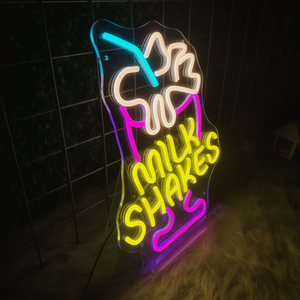 Enseigne néon LED Milk Shakes, enseignes néon LED pour la maison, le bureau, les magasins, les centres commerciaux, les hôtels, les entreprises - Contrôle tactile, décoration pour mariages et bars - Product Image 2