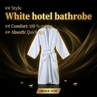 Peignoir de bain en tissu éponge blanc 100% coton de luxe, très absorbant, doux, standard, pour hôtel et spa, pour femmes et hommes