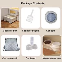 Ensemble complet d'appartement pour chat d'intérieur avec tiroir Bac à litière Lit Hamac Mangeoire à eau