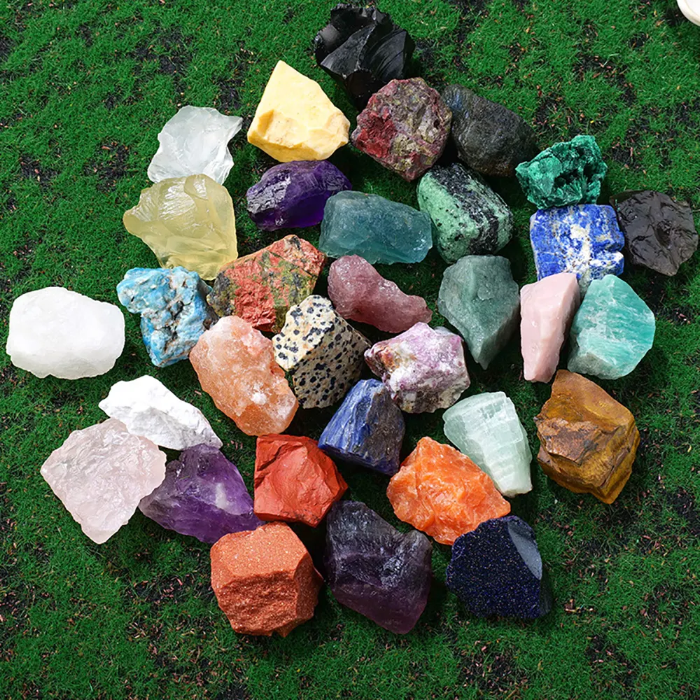 Natural Crystal rough stones Healing Stones rose quartz fluorite raw stone decorated with spiritual energy