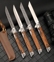 Couteau de survie pliant d'extérieur à lame à motifs, prix usine, pour la chasse et le camping, avec étui en cuir
