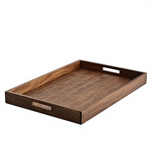 Thick Eco Friendly Bamboo Wooden Serving <b>Tray</b> Handles Floral Pattern Water Resistant Dishwasher Microwave Safe Powder Coated - Product Image 6