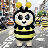 Costume de mascotte gonflable personnalisable en peluche super douce, modèle animal (chien, abeille, ours), à poils longs, pour Halloween, cosplay et fêtes