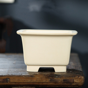 Maceta de Cerámica Esmaltada para Bonsái, Cuadrada, Verde con Efecto Craquelado, Contenedor para Plantas de Escritorio - Product Image 4