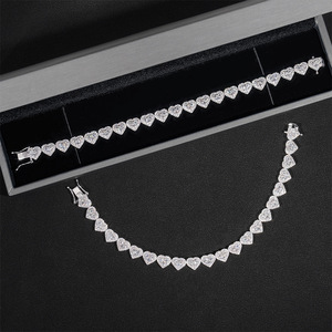 Plata 925 Original 8mm ancho corte brillante diamante prueba pasado todo D Color corazón Moissanite tenis pulsera cadena para mujer regalo - Product Image 2