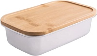 Boîte à lunch bento en acier inoxydable pour adultes et enfants avec couvercle en bambou Contenants à lunch snack en métal japonais anti-fuite