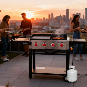 Barbecue <span class=keywords><strong>à</strong></span> gaz portable en acier inoxydable moderne haute puissance au <span class=keywords><strong>propane</strong></span>, avec double bac <span class=keywords><strong>à</strong></span> graisse, pour <span class=keywords><strong>intérieur</strong></span> et extérieur, idéal pour la famille - Product Image 6