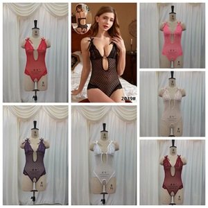 Ensemble de lingerie sexy érotique pour femmes matures - Vente chaude - Satin tissé - Décoration en dentelle - Body ajouré - Shapewear - Pyjama - Product Image 2