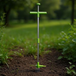 Désherbeur manuel en aluminium avec manche long de 38,98 pouces et 3 griffes pour l'élimination des racines, idéal pour le jardin - Product Image 2