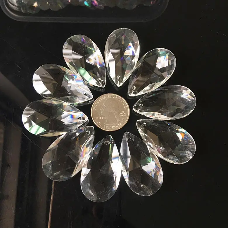 Прозрачная стеклянная люстра в форме слезы, 38 мм