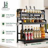 50 cm 3-laags keukenblad organizer kruidenrek met messenhouderhaken en flesopbergruimte