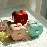 Boîte à bijoux créative en forme de pomme, boîte de rangement pour bagues en cuir PU de luxe, cadeau de noël et de saint-valentin