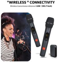 Nouveau Système de Microphone Sans Fil Portable ROCK-II Haute Qualité UHF Rechargeable 2 Canaux pour Karaoké, Noir
