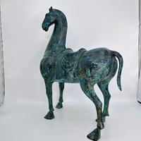 Sculpture d'art en métal de qualité musée de la dynastie Tang Statue de cheval en laiton avec glaçure Sancai classique