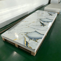 Panneau mural en plastique effet marbre, panneau décoratif en pierre, feuille d'or pour l'intérieur
