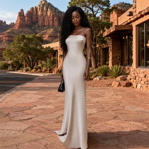 Robe longue élégante en mousseline de haute qualité, col en V, manches courtes, coupe trapèze, taille naturelle, ourlet évasé avec volants, idéale pour les soirées et les fêtes - Product Image 5