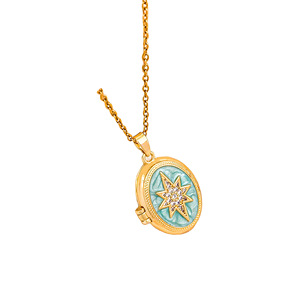 Collar de Lujo con Medallón Ovalado Abrible para Fotos, con Incrustaciones de Perlas y Circonitas <span class=keywords><strong>AAA</strong></span> Brillantes, Diseño de Estrella y Flor, Jardín de Monet, Esmalte Colorido Arcoíris - Product Image 5