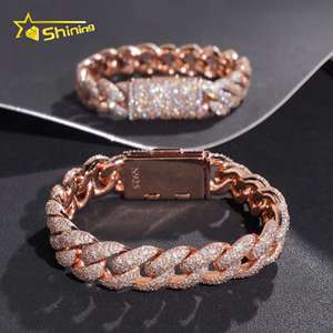 USA Warehouse Local Stock 14mm <strong>Bracelet</strong> 925 <strong>Solid</strong> <strong>Silver</strong> Hip Hop Iced Out GRA Moissanite Diamond Sparkling Cuban Link <strong>Bracelet</strong> - Product Image 3