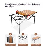Table pliante d'extérieur en acier au carbone, ensemble complet de chaises de camping et pique-nique, design rectangulaire portable pour la mise en place de stands