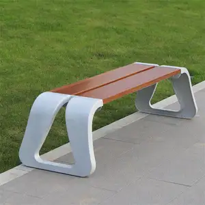 Modern rústico assento de banco de metal de alumínio de madeira parque banco do pátio do jardim ao ar livre mobiliário