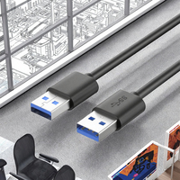 Kabel Transfer Data USB 3.0 pria KE pria, hitam 0.3m USB a ke kabel untuk PC